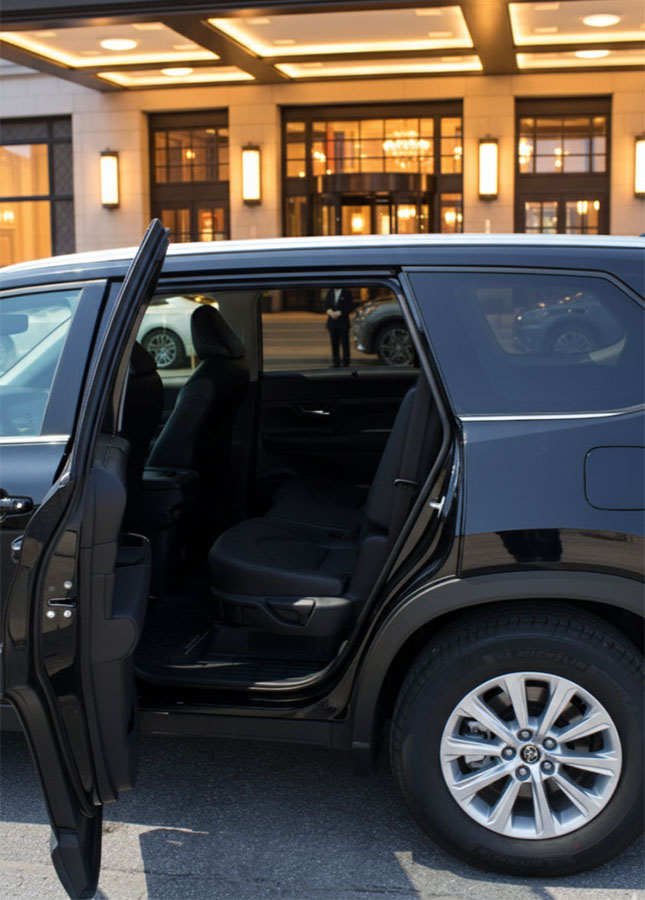 Clean, black executive sedan ready for Flat-Rate Toronto Pearson Taxi Service.